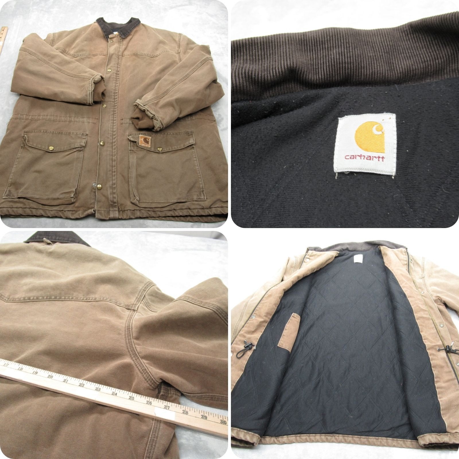 Carhartt Jacket Mens Xl? Brown Duck Chore Quilt Lined Relaxed Full Zip Vtg Fade